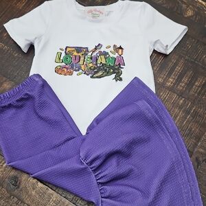 Louisana Mardi Gras Shirt And Bell Bottom Set